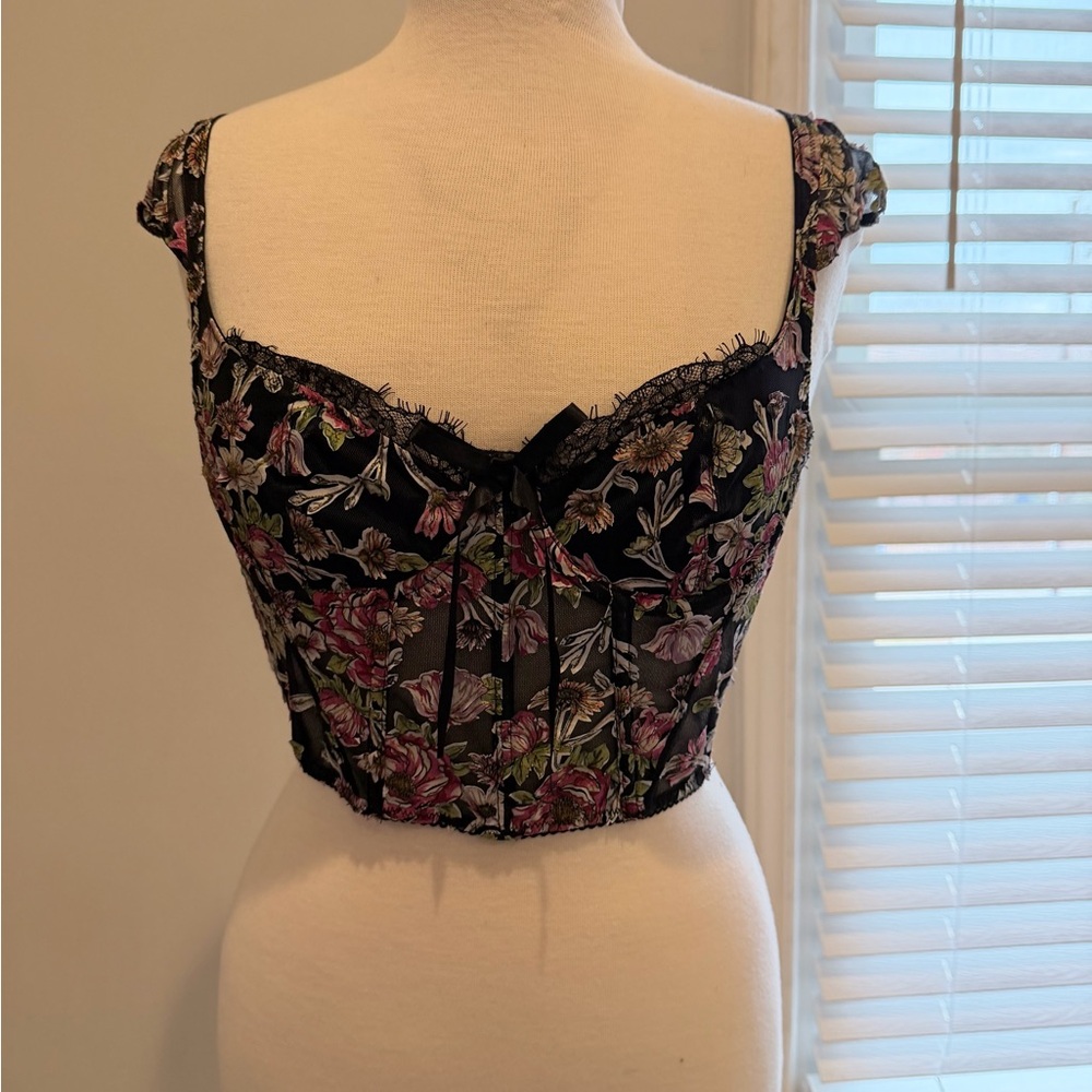 Victoria's Secret Black Floral Corset